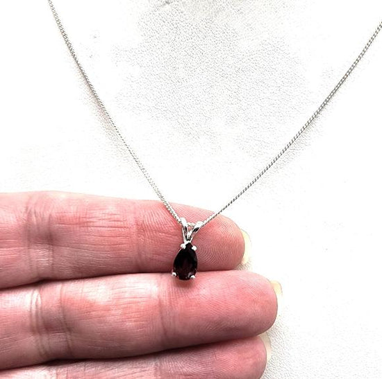 Teardrop Garnet Gemstone Necklace - January Birthstone