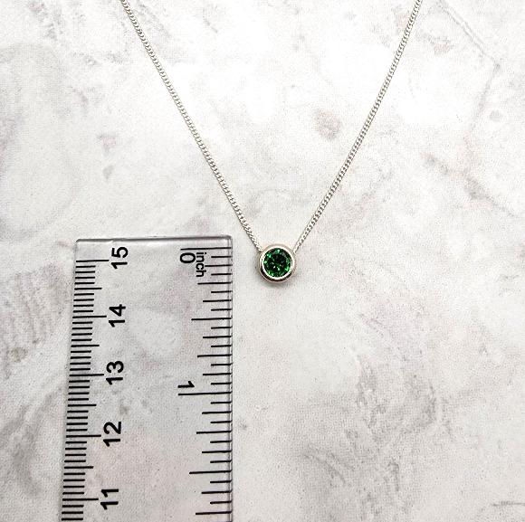 Emerald Green CZ Slider Necklace - May Birthstone