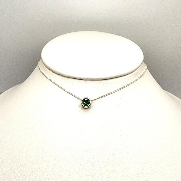 Emerald Green CZ Slider Necklace - May Birthstone