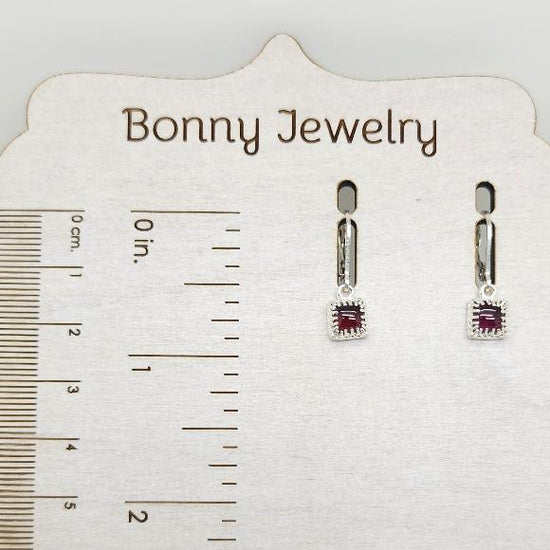 Small Square Garnet Leverback Earrings - January Birthstone