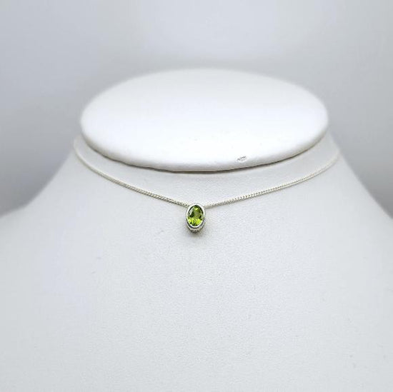 Oval Peridot Slider Necklace - August Birthstone