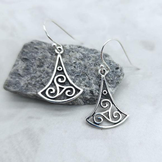 Sterling Silver Triskele Earrings