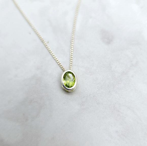 Oval Peridot Slider Necklace - August Birthstone