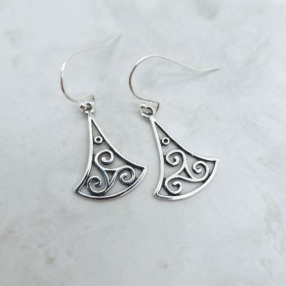 Sterling Silver Triskele Earrings