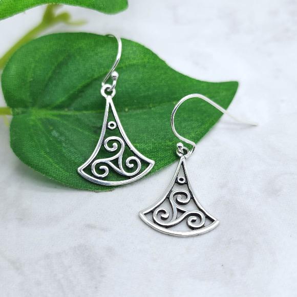 Sterling Silver Triskele Earrings