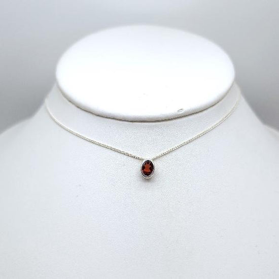 Oval Garnet Slider Necklace - January Birthstone