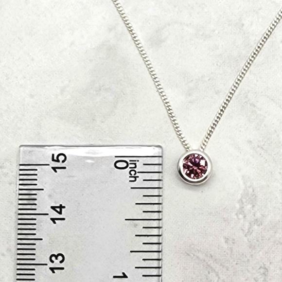 Rhodolite Garnet CZ Slider Necklace - January Birthstone