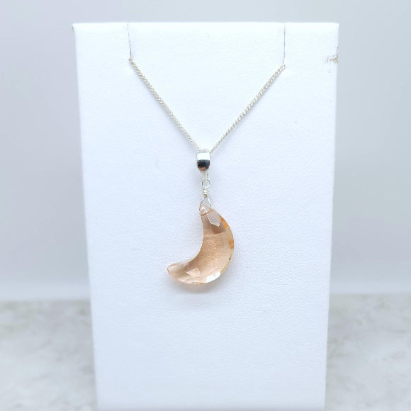 Morganite Pink Hydro Quartz Moon Necklace