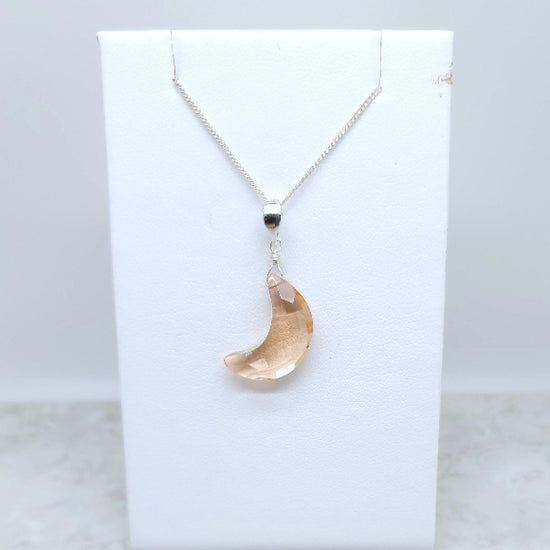 Morganite Pink Hydro Quartz Moon Necklace