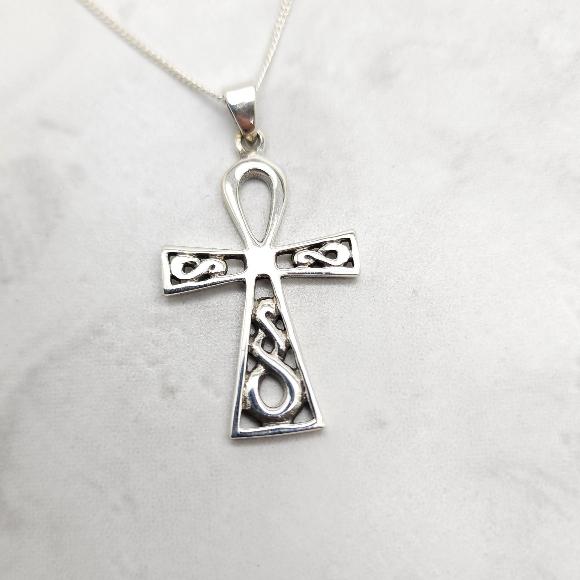 Infinity Cross Necklace - Sterling Silver Religous Jewelry