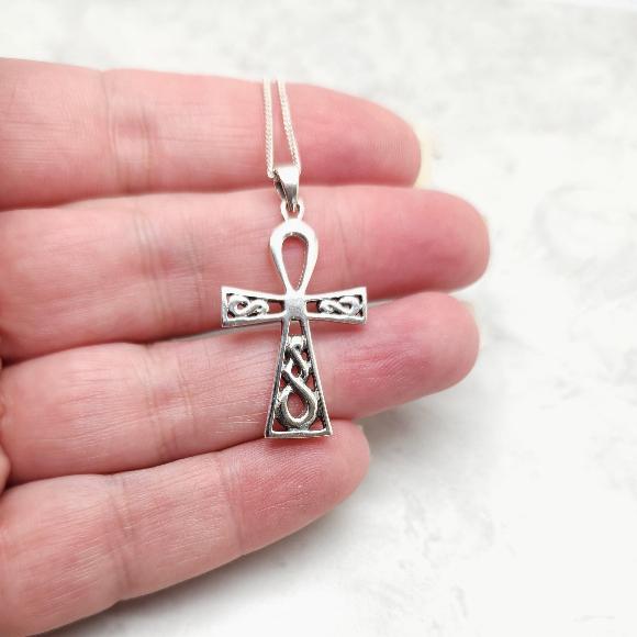 Infinity Cross Necklace - Sterling Silver Religous Jewelry