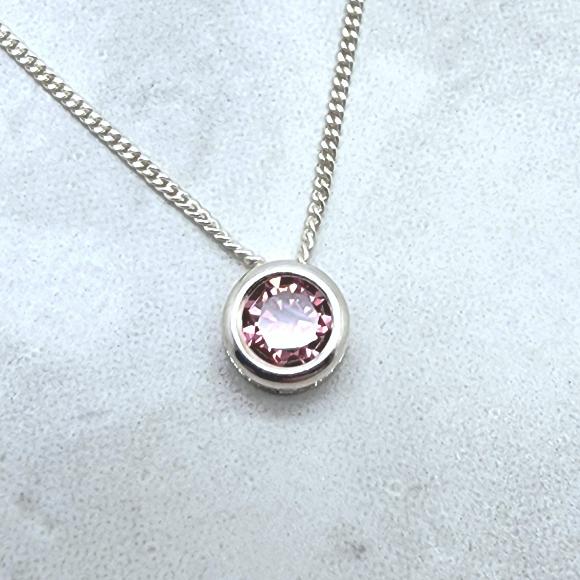 Rhodolite Garnet CZ Slider Necklace - January Birthstone