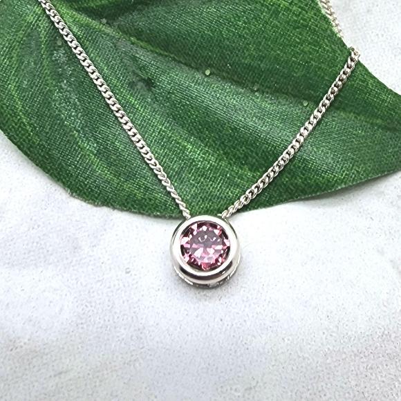 Rhodolite Garnet CZ Slider Necklace - January Birthstone