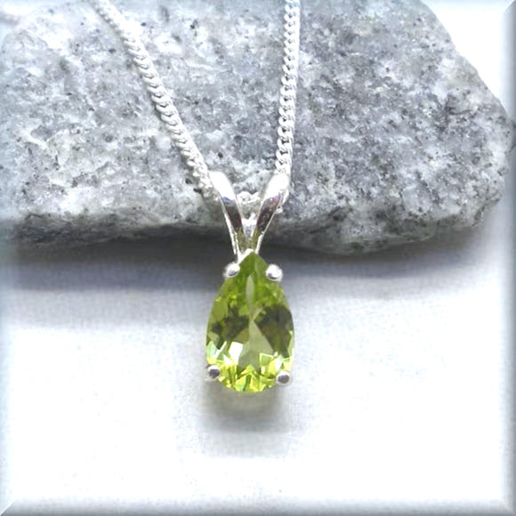 Pear Cut Peridot Necklace - August Birthstone