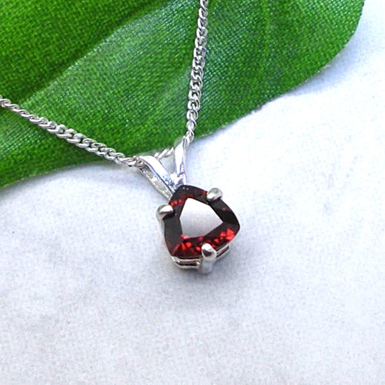 Trillion Cut Garnet Necklace - January Birthstone