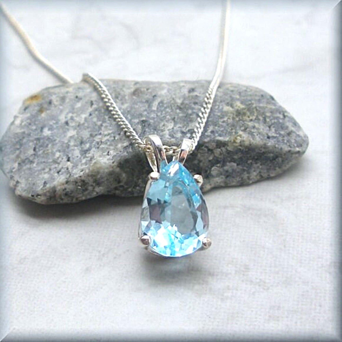 Pear Cut Sky Blue Topaz Necklace - December Birthstone