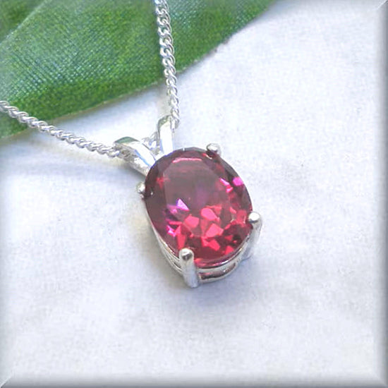 Oval Cut Ruby Necklace - July Birthstone