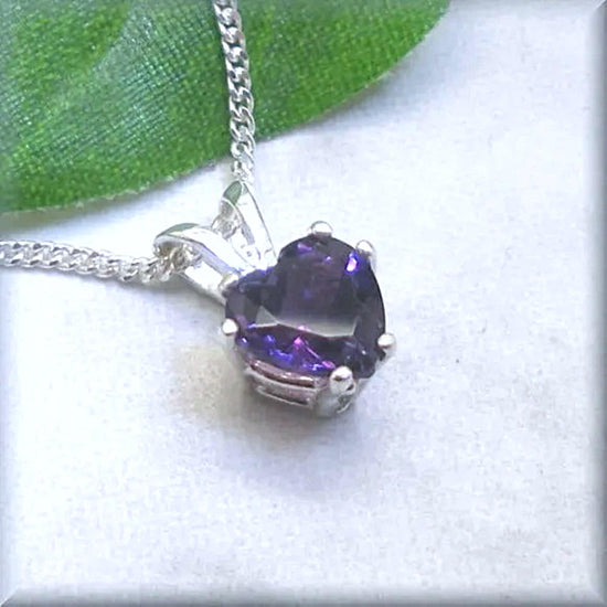 Heart Shaped Amethyst Necklace - Gemstone Necklace - February Birthstone