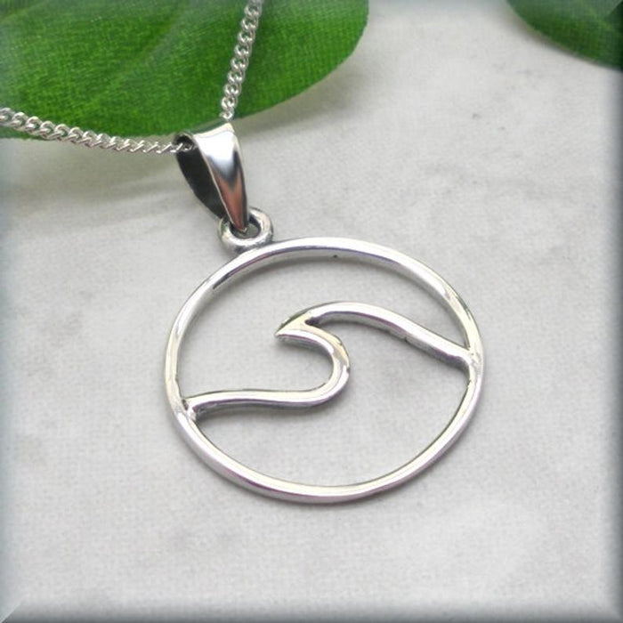 sterling silver wave pendant