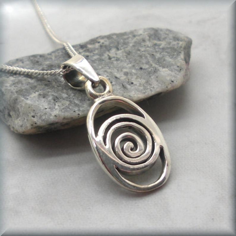Celtic Swirl Spiral Necklace - 925 Sterling Silver
