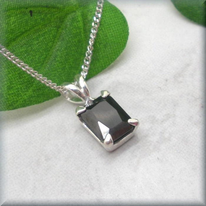 emerald cut black cz necklace by Bonny Jewelry
