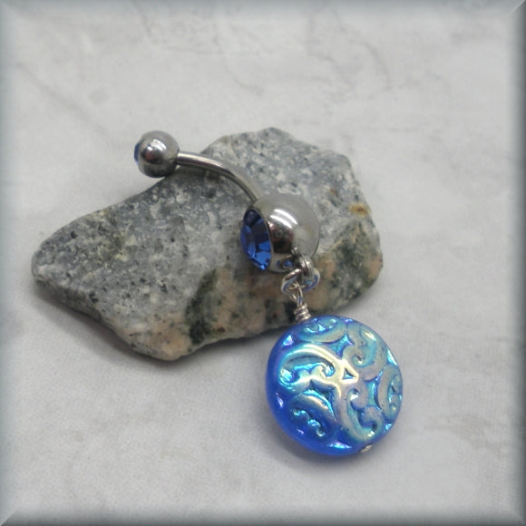Sapphire blue belly ring by Bonny Jewelry
