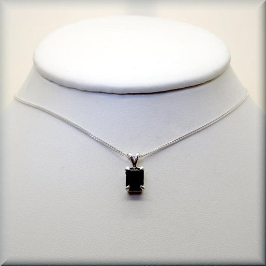 emerald cut black cubic zirconia cz pendant by Bonny Jewelry