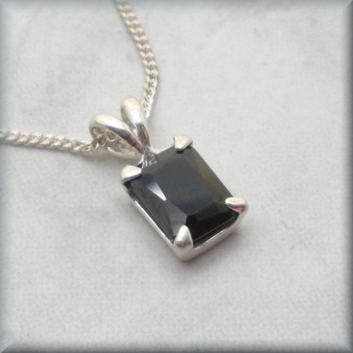 black cubic zirconia necklace in 925 sterling silver by Bonny Jewelry