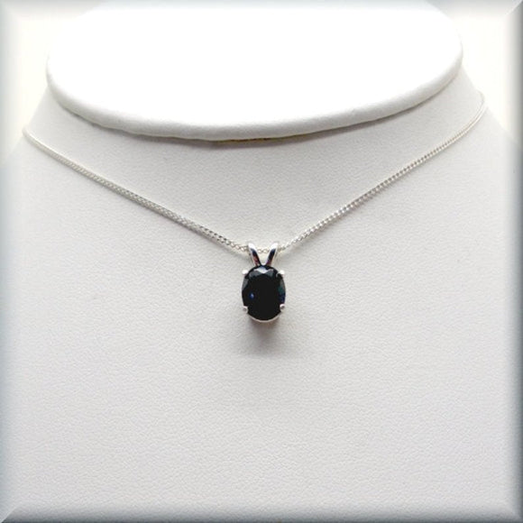 
                  
                    black oval CZ necklace on sterling silver curb chain
                  
                