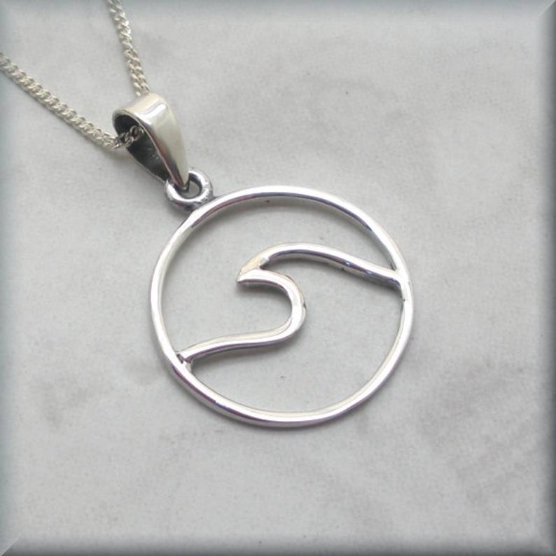 ocean wave necklace in sterling silver