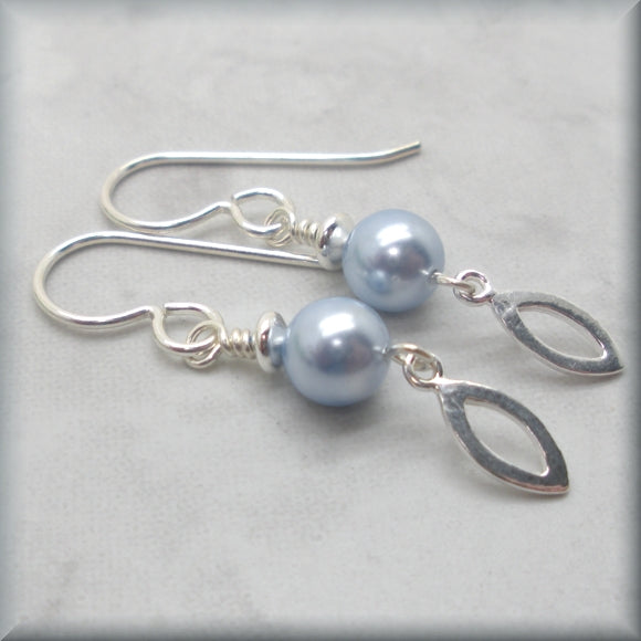 Light blue earrings with marquise drop accent