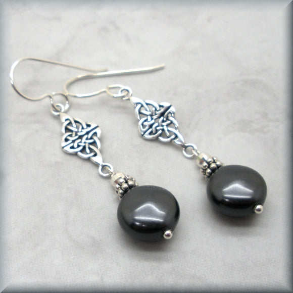 Black coin pearl earrings by Bonny Jewelry