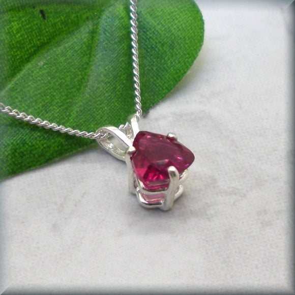 triangle ruby necklace in sterling silver