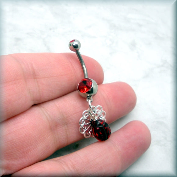 Red ladybug body jewelry