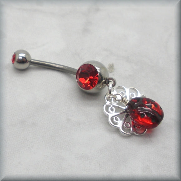 Ladybug belly ring for navel piercing