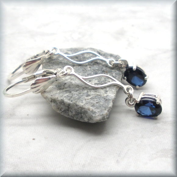 Oval blue sapphire earrings