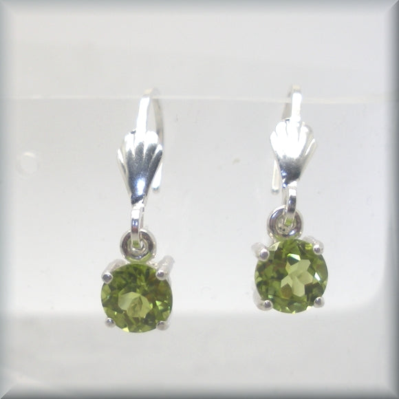 round peridot earrings in sterling silver