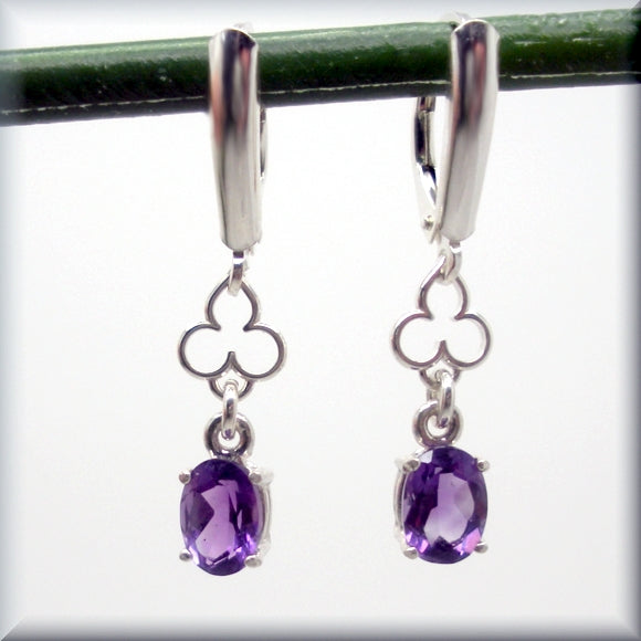 
                  
                    oval amethyst earrings with mehndi accent in sterling silver
                  
                