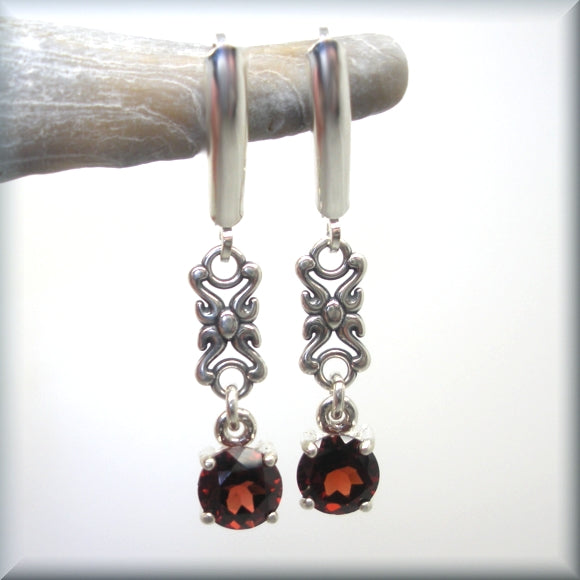 
                  
                    round garnet stones set in sterling silver with rope accent
                  
                