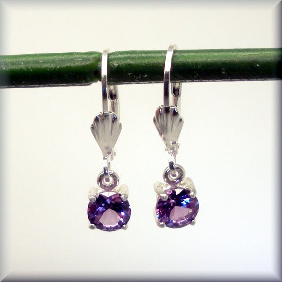 faceted round alexandrite leverback earrings