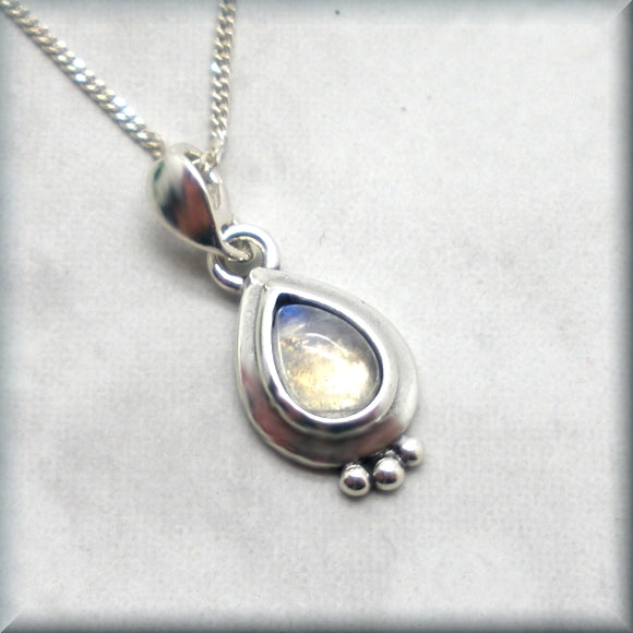 Pear shape rainbow moonstone necklace