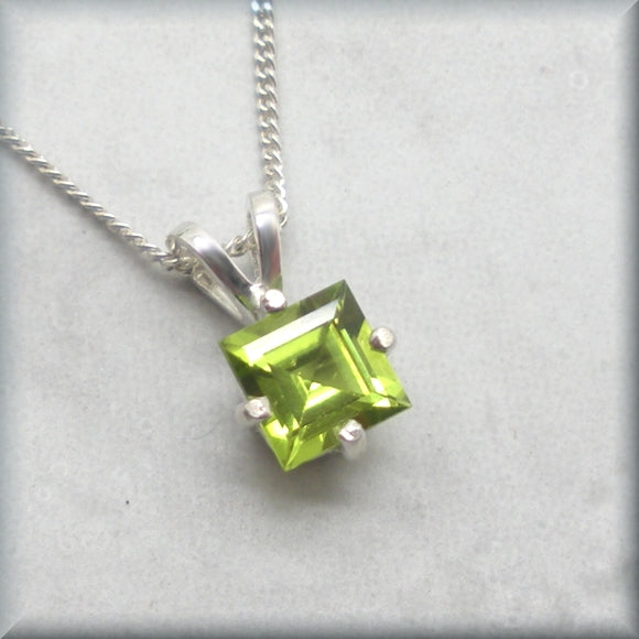 August birthstone necklace in a princess cut
