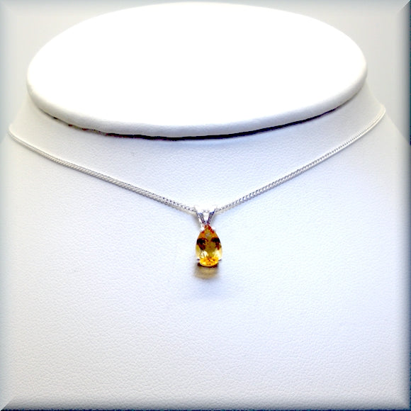 teardrop shaped yellow citrine necklace