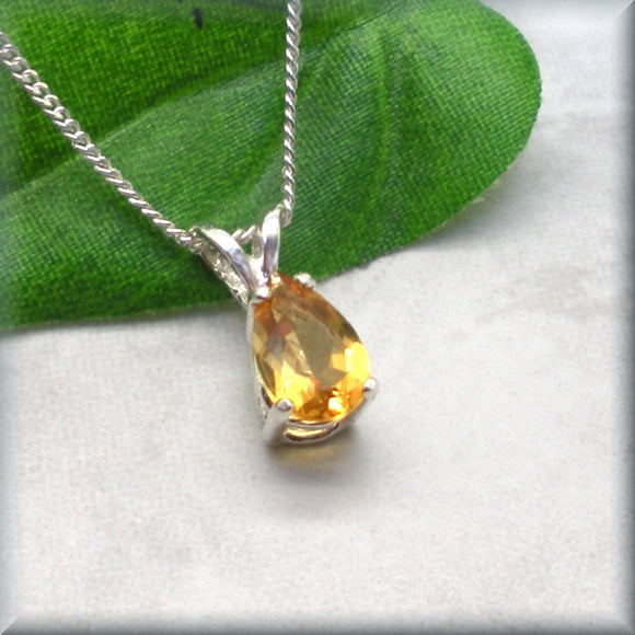 sterling silver yellow citrine necklace