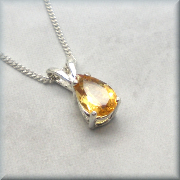 sterling silver faceted yellow citrine necklace