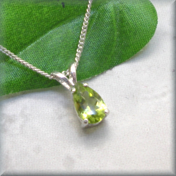 Pear Cut Peridot Necklace - Sterling Silver Gemstone Necklace