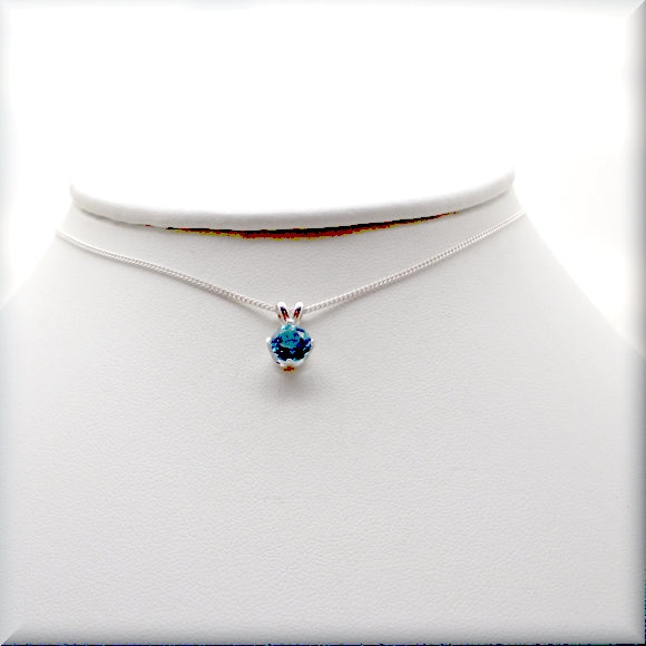 swiss blue topaz gemstone necklace by Bonny Jewelry