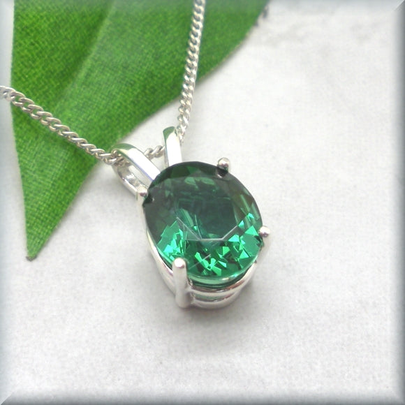 Oval Emerald Necklace - May Birthstone
