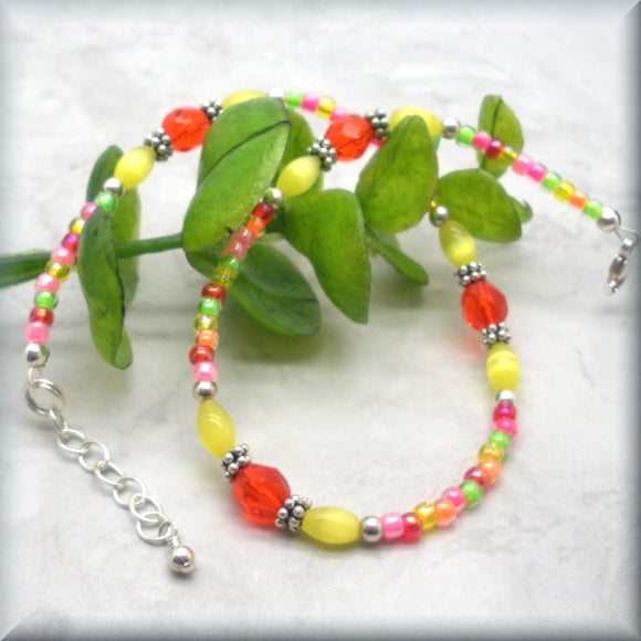 bright colors anklet with sterling silver accents
