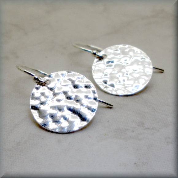 Hammered Circle Earring - Round Disc Earrings - Sterling Silver - Bonny Jewelry